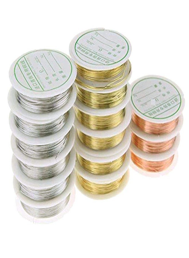 دي آي واي كرافتس مجموعة من 10 لفات من أسلاك الخرز الفضية والذهبية والنحاسية، بأحجام متنوعة (0.3/0.4/0.5/0.6/0.8/1 مم)، مناسبة للأعمال اليدوية والتطريز (عبوة من 10 لفات، تشكيلة من 5 أحجام). - Image 1